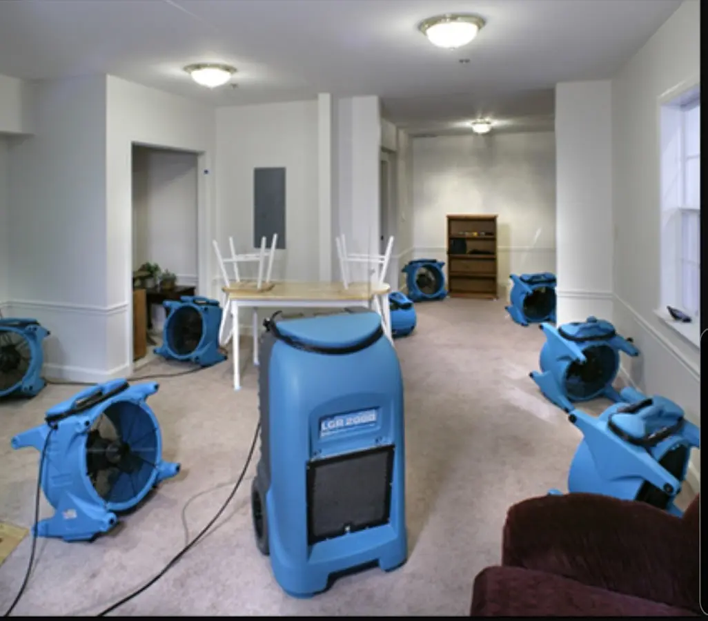 Air movers and dehumidifier setup for Water Damage Restoration in Tucson Mountains